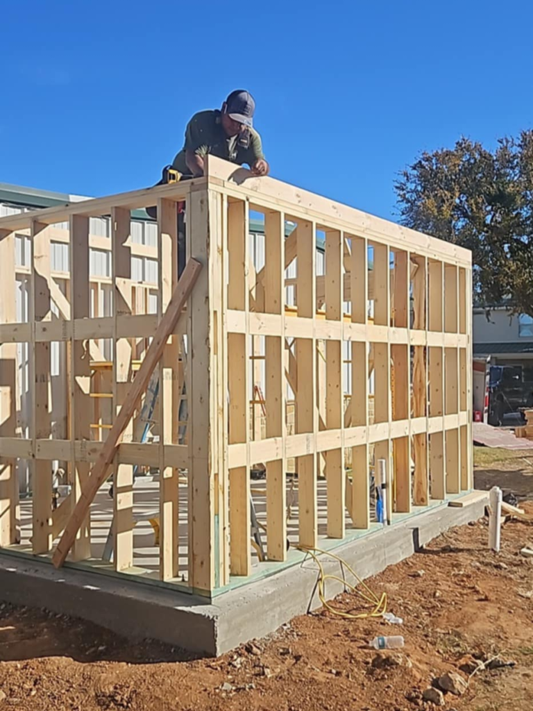 Open framing of this new construction addition Waco TX