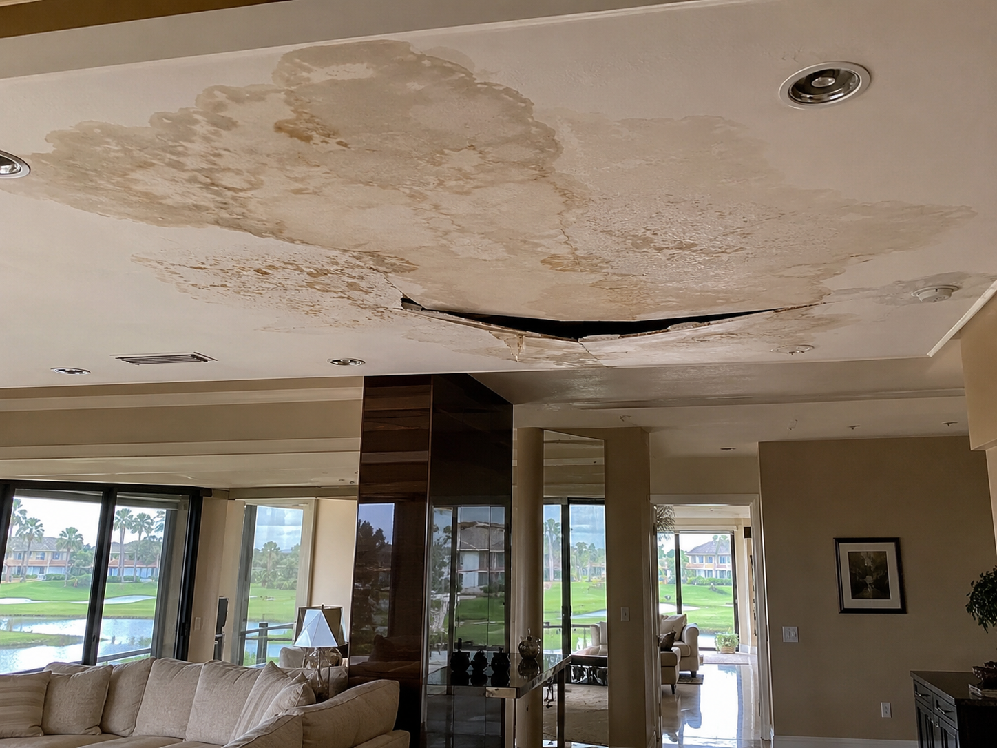 Examples of ceiling drywall problems repaired by Triple RRR Drywall in Waco Texas