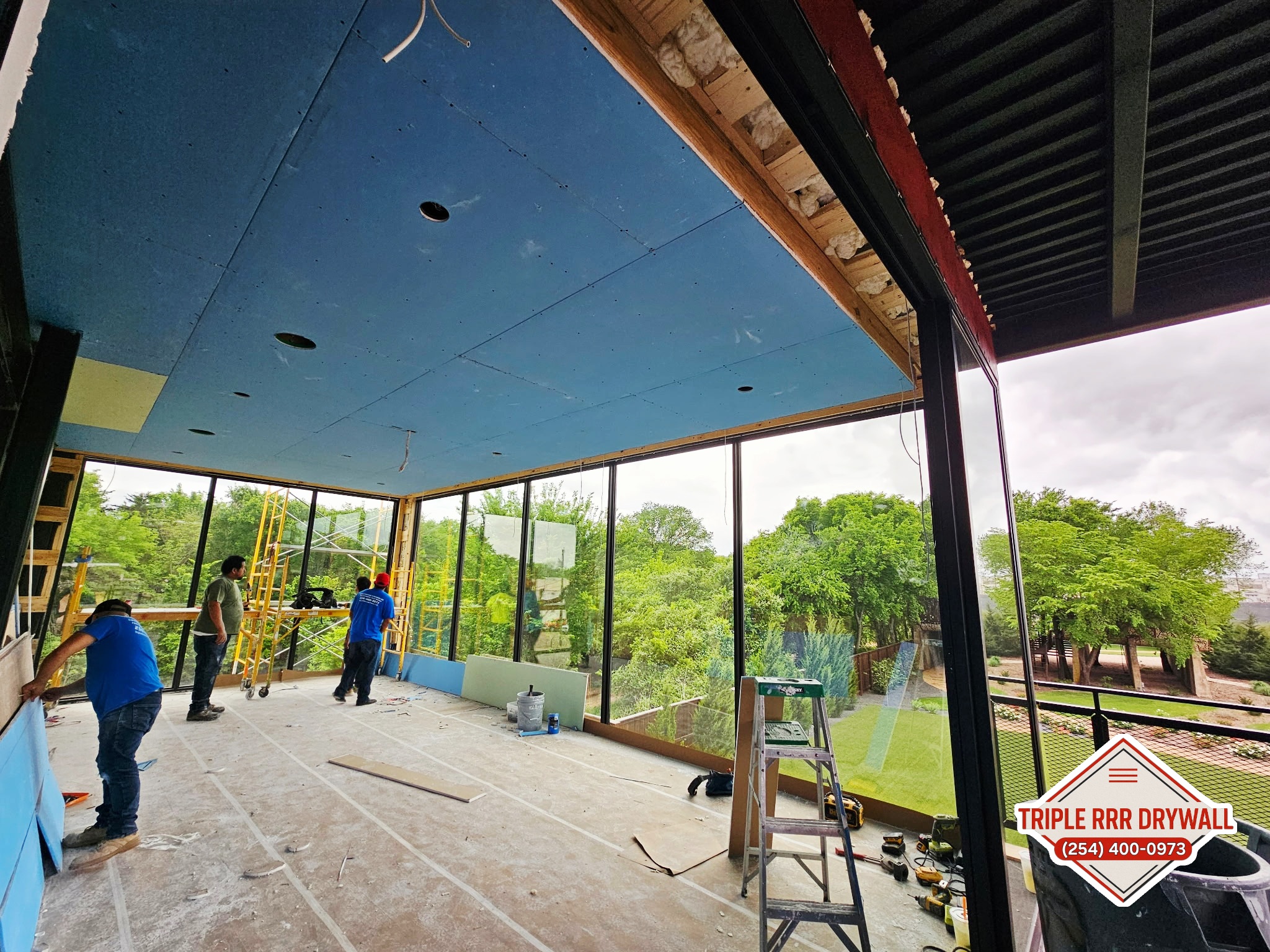 Custom room drywall build-out in Waco with smooth painted walls and finished ceiling